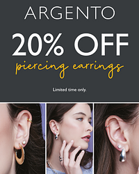 20% OFF piercing earrings for National Piercing Day at Argento